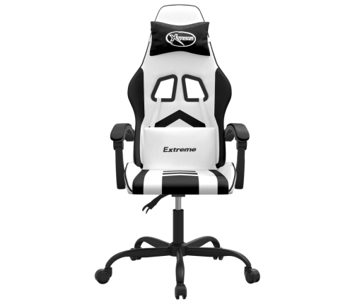 Silla gaming giratoria cuero sintético blanco y negro