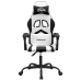 Silla gaming giratoria cuero sintético blanco y negro