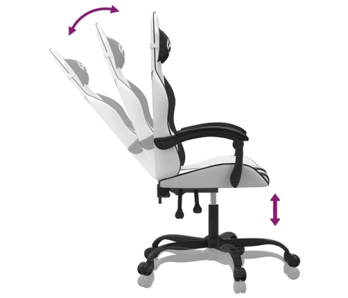 Silla gaming giratoria cuero sintético blanco y negro