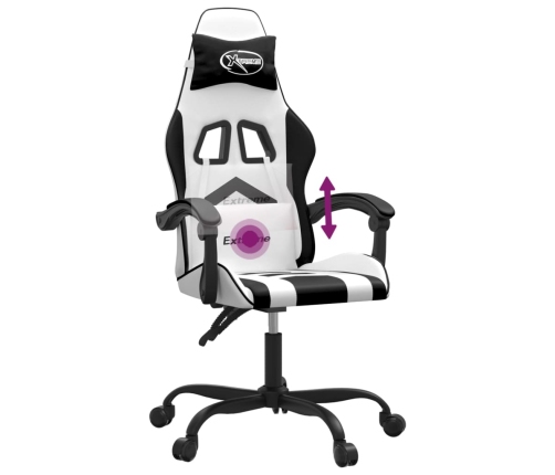 Silla gaming giratoria cuero sintético blanco y negro