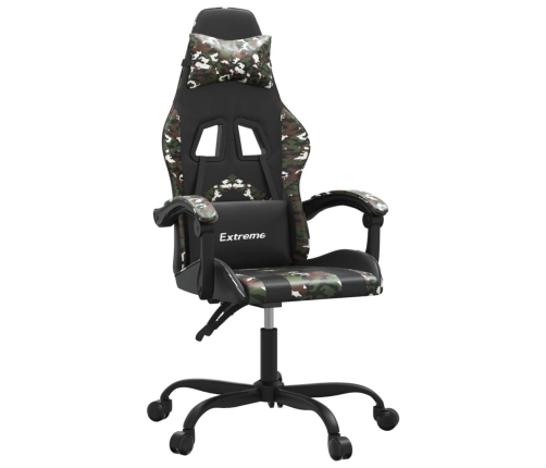 Silla gaming giratoria cuero sintético negro y camuflaje