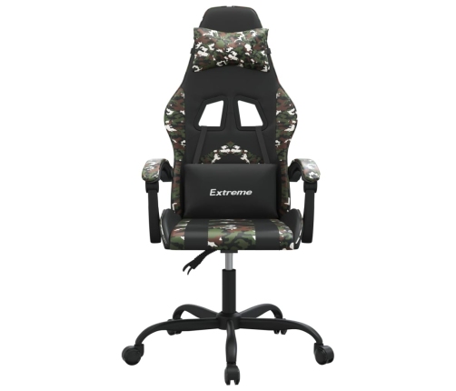 Silla gaming giratoria cuero sintético negro y camuflaje