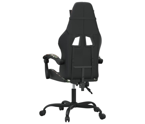 Silla gaming giratoria cuero sintético negro y camuflaje