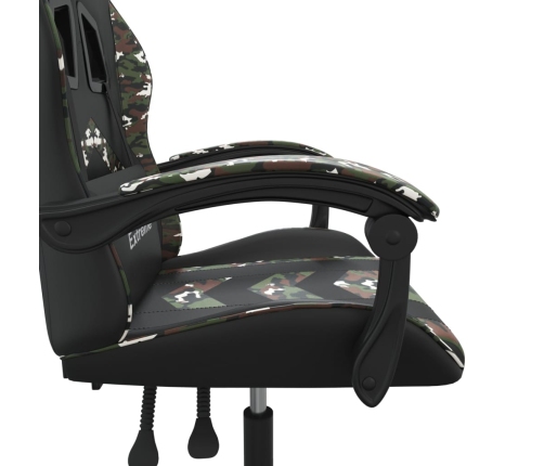 Silla gaming giratoria cuero sintético negro y camuflaje