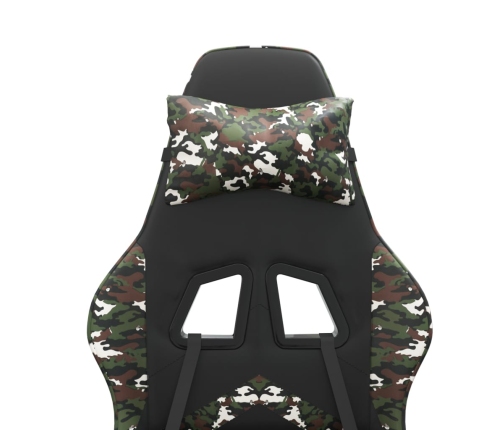 Silla gaming giratoria cuero sintético negro y camuflaje