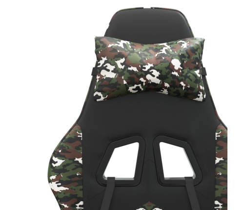 Silla gaming giratoria cuero sintético negro y camuflaje