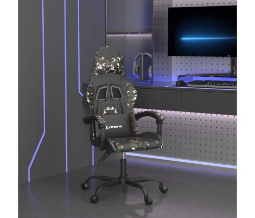 Silla gaming giratoria cuero sintético negro y camuflaje