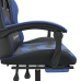 Silla gaming giratoria y reposapiés cuero sintético negro azul