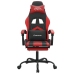 Silla gaming giratoria y reposapiés cuero sintético negro rojo