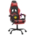 Silla gaming giratoria y reposapiés cuero sintético negro rojo