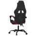 Silla gaming giratoria y reposapiés cuero sintético negro rojo