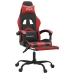 Silla gaming giratoria y reposapiés cuero sintético negro rojo