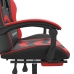 Silla gaming giratoria y reposapiés cuero sintético negro rojo