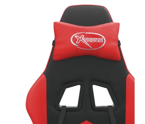 Silla gaming giratoria y reposapiés cuero sintético negro rojo