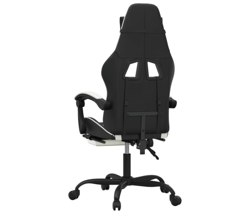 Silla gaming giratoria reposapiés cuero sintético negro blanco