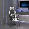 Silla gaming giratoria reposapiés cuero sintético negro blanco