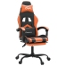 Silla gaming giratoria reposapiés cuero sintético negro naranja