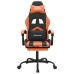 Silla gaming giratoria reposapiés cuero sintético negro naranja