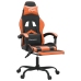 Silla gaming giratoria reposapiés cuero sintético negro naranja