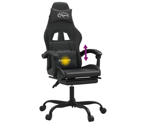 Silla gaming giratoria y reposapiés cuero sintético negro