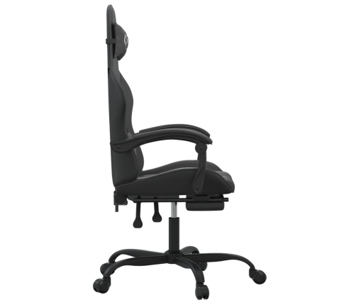 Silla gaming giratoria y reposapiés cuero sintético negro