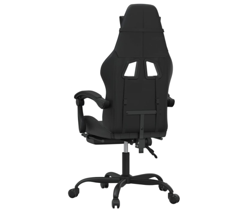 Silla gaming giratoria y reposapiés cuero sintético negro