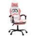 Silla gaming giratoria y reposapiés cuero sintético blanco rosa