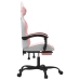 Silla gaming giratoria y reposapiés cuero sintético blanco rosa