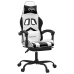 Silla gaming giratoria reposapiés cuero sintético blanco negro