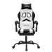 Silla gaming giratoria reposapiés cuero sintético blanco negro