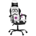 Silla gaming giratoria reposapiés cuero sintético blanco negro