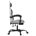 Silla gaming giratoria reposapiés cuero sintético blanco negro