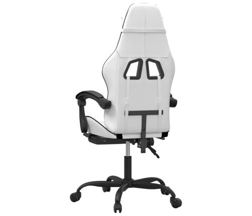 Silla gaming giratoria reposapiés cuero sintético blanco negro