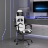 Silla gaming giratoria reposapiés cuero sintético blanco negro