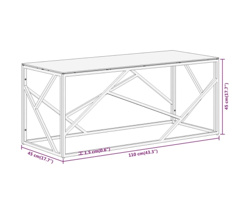 Mesa de centro dorada acero inoxidable y vidrio templado