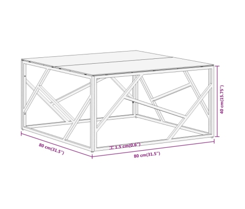 Mesa de centro dorada acero inoxidable y vidrio templado