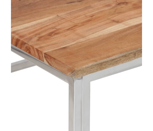 Mesa de centro acero inoxidable plateado y madera maciza acacia