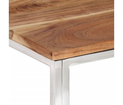 Mesa de centro acero inoxidable y madera maciza acacia plateado