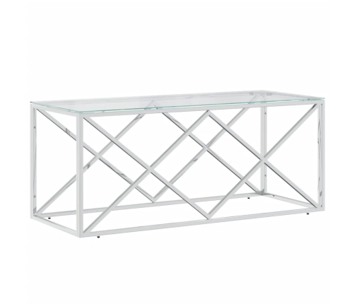 Mesa de centro acero inoxidable y vidrio 110x45x45 cm