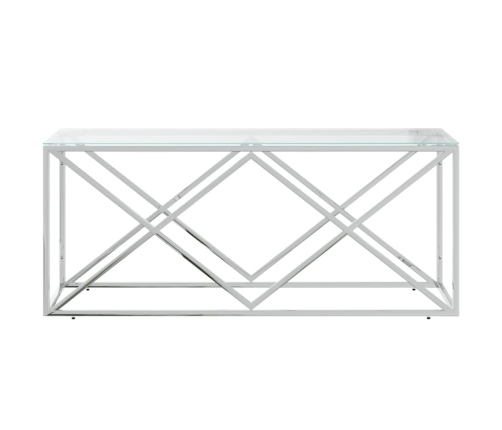 Mesa de centro acero inoxidable y vidrio 110x45x45 cm