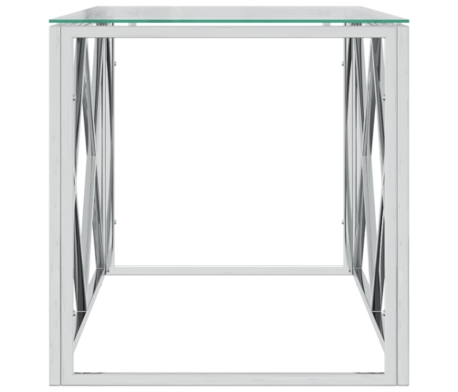 Mesa de centro acero inoxidable y vidrio 110x45x45 cm