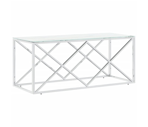 Mesa de centro acero inoxidable y vidrio 110x45x45 cm