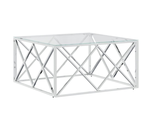 Mesa de centro acero inoxidable y vidrio 80x80x40 cm