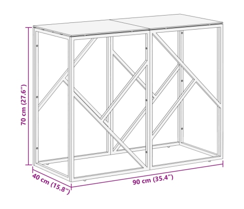 Mesa consola acero inoxidable plateado y vidrio templado