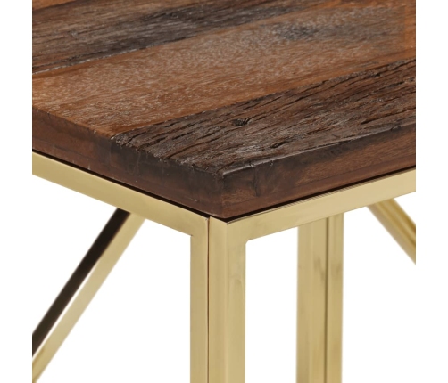 Mesa consola acero inoxidable madera maciza traviesa dorado