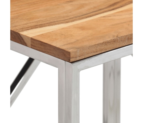 Mesa consola acero inoxidable y madera maciza acacia plateada