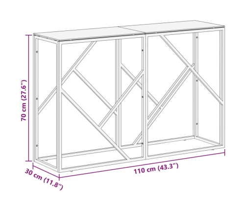 Mesa consola acero inoxidable plateado y vidrio templado