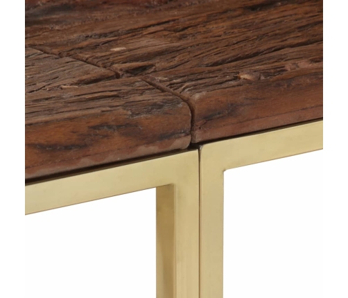 Mesa consola acero inoxidable madera maciza traviesa dorado