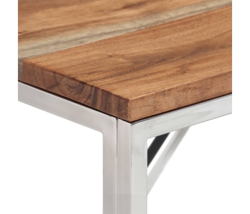 Mesa consola acero inoxidable y madera maciza acacia plateada