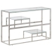 Mesa consola acero inoxidable plateado y vidrio templado